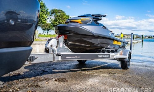 GFAB Alloy Single Jet Ski Trailer under 2023 Seadoo GTX GFAB Alloy Single Jet Ski Trailer under 2023 Seadoo GTX